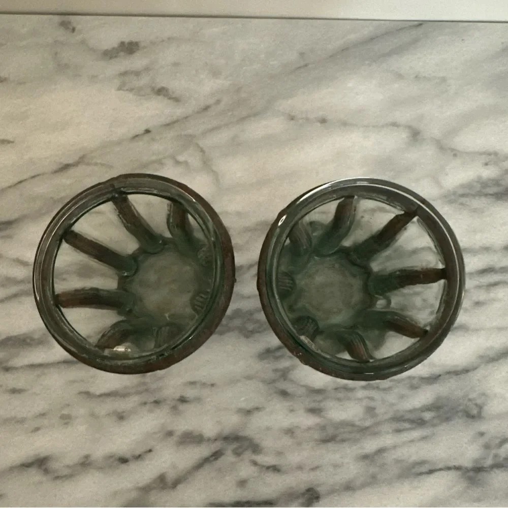 Rustic caged bubble Glass votive Candle Holders vintage brutalist